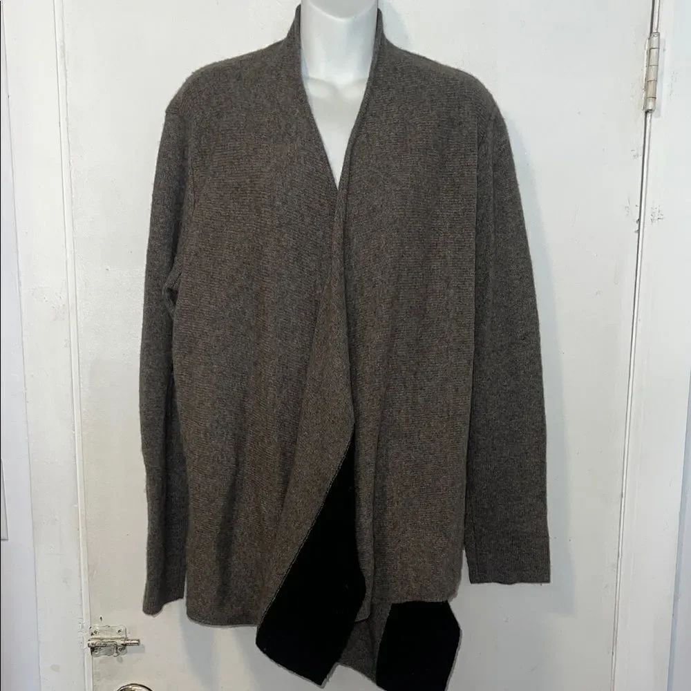 EILEEN FISHER Brown and Black Yak and Merino Wool Blend Wrap Cardigan-L